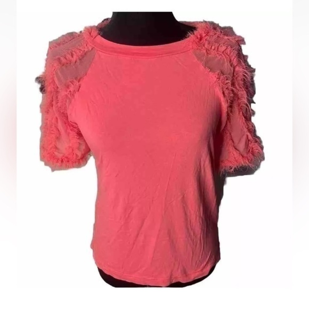 Kobi Halperin‎ tee with fuzzy sheer sleeve
